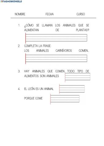 animales por tipo de alimentación mayúsculas