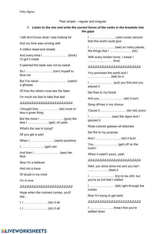 Past simple - regular and irregular verbs