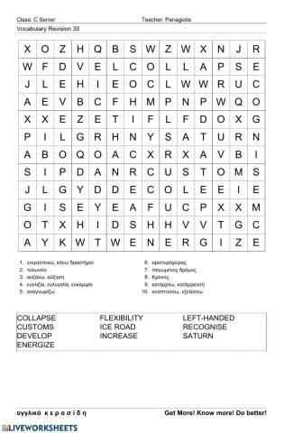 Csenior Wordsearch 30