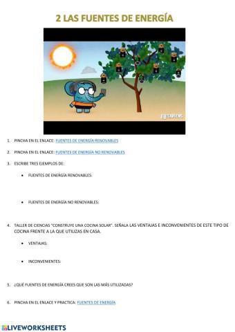 Las fuentes de energía