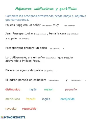 Adjetivos calificativos y gentilicios