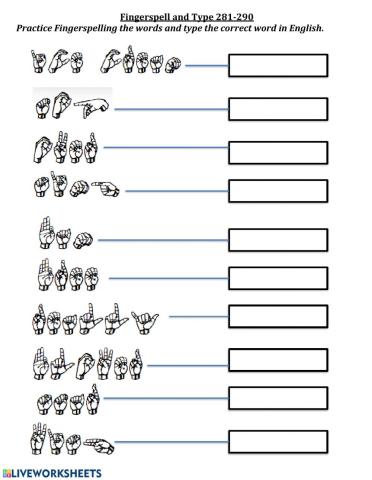 281-290 Fingerspell and type