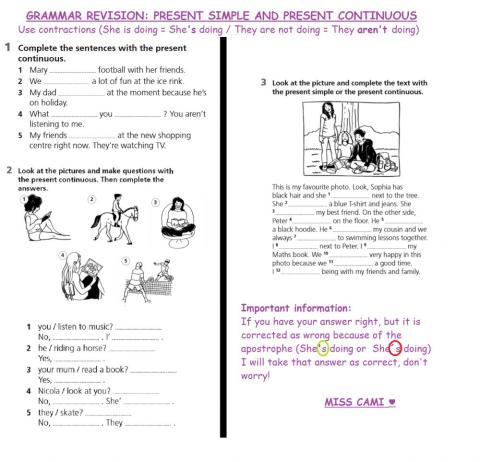 Grammar Revision: Present Simple vs Present Continuous