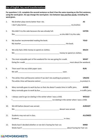 Key word transformations