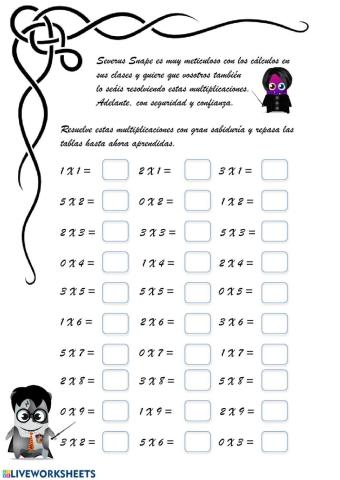 Tablas de multiplicar