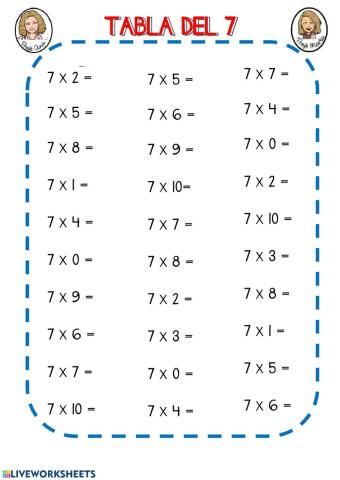 Tabla del 7