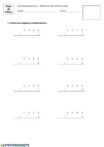Multiplicacions amb una xifra