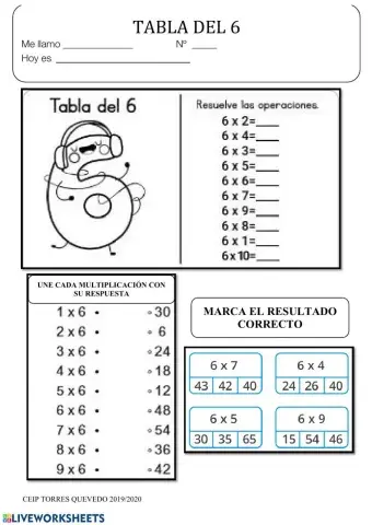 Tabla del 6