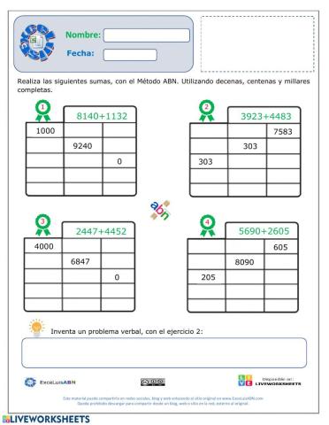 Suma incompleta de 4 cifras ABN 02