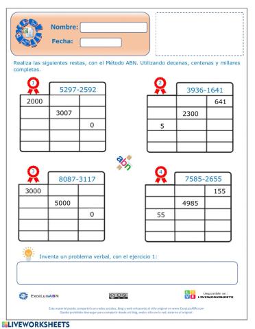 Resta incompleta de 4 cifras ABN 01
