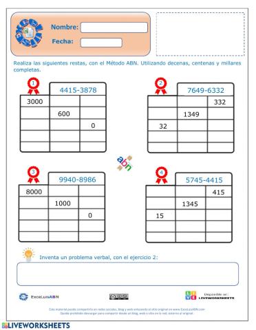 Resta incompleta de 4 cifras ABN 02