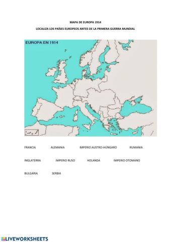 Primera Guerra Mundial Mapa 1914