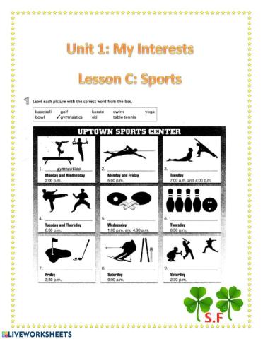 Unit1 - My interest - sports - Exercise 1
