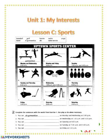 Unit1 - My interest - sports - Exercise 2
