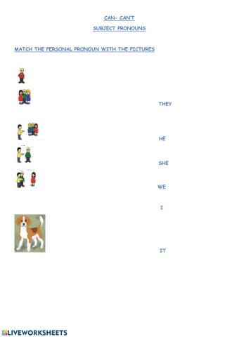 Personal pronoun- can and can't