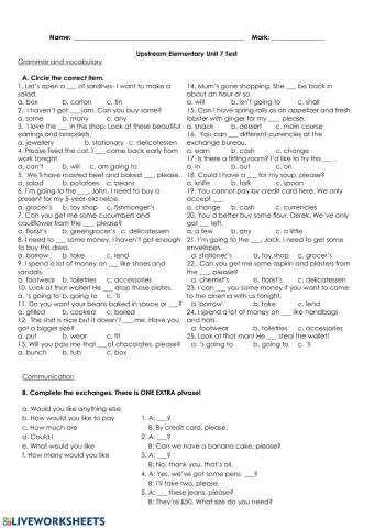 Upstream Elementary Unit 7