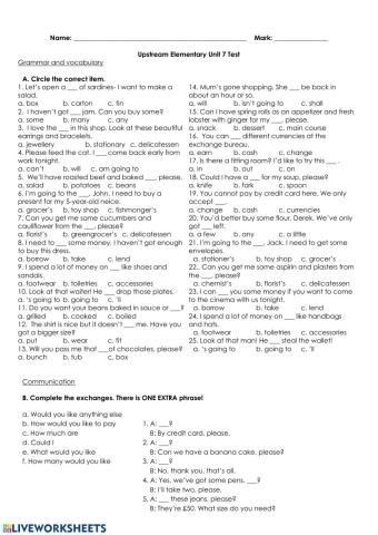 Upstream Elementary Unit 7
