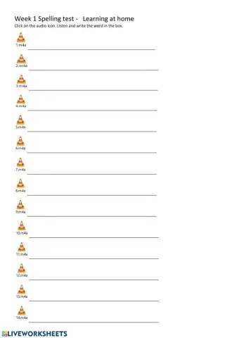 Week 1 Spelling test