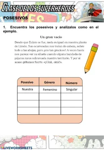 Posesivos: género y número