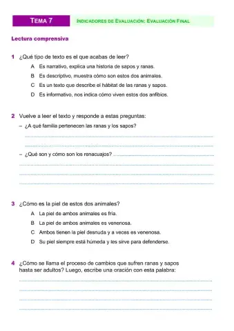 lectura comprensiva sapos y ranas