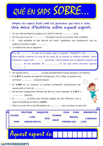 Que saps sobre... Bàdminton