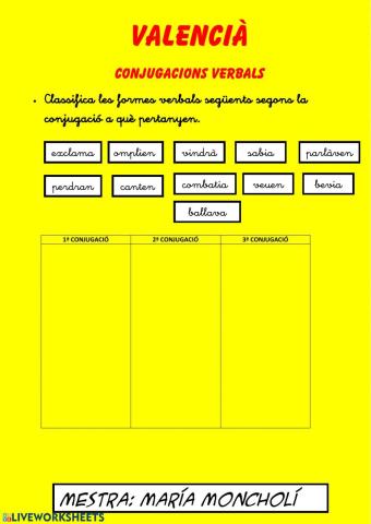 VALENCIÀ conjugacions verbals