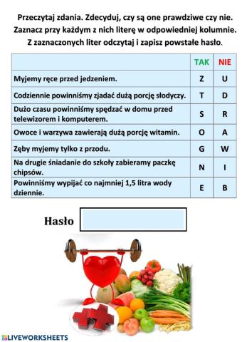 Wiemy co jest dla nas zdrowe - prawda. fałsz