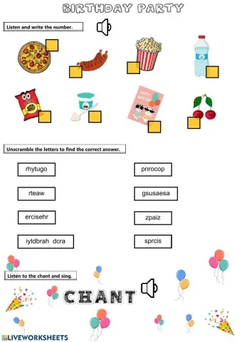 Birthday Party Vocabulary