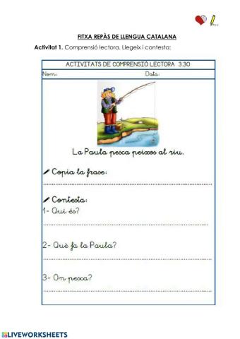 Fitxa comprensió i matemàtiques