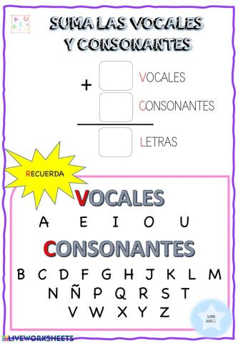 Cuenta las vocales 3+3