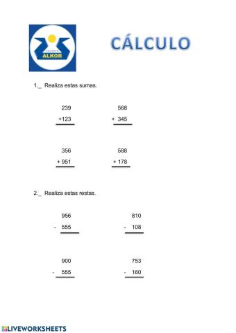 Cálculo 2º Primaria