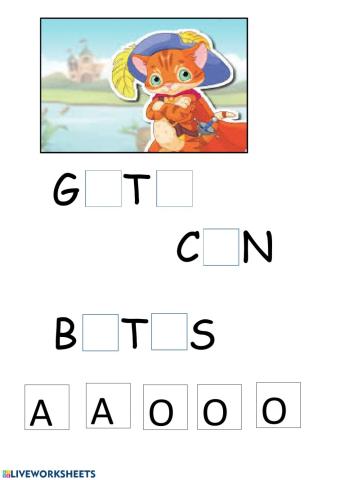 Completar vocales gato con botas