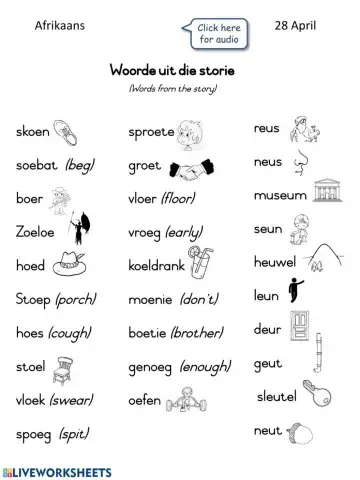 Woorde uit die storie van die Reus sonder maniere