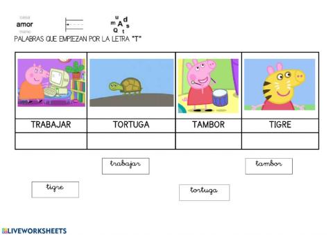 Palabras que empiezan por la letra T
