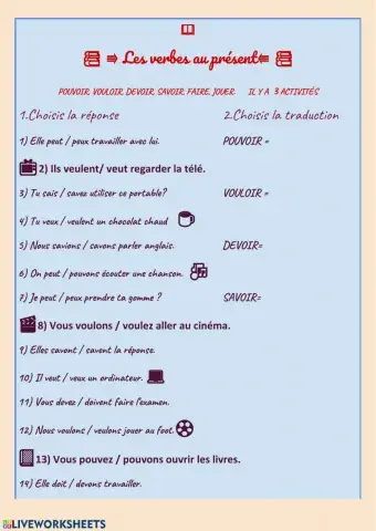 Les verbes au présent 1