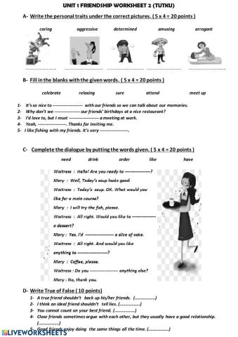 8.sınıf 1.ünite worksheets1