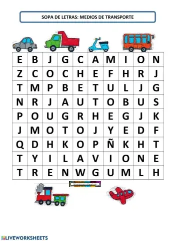 Sopa de letras vehiculos