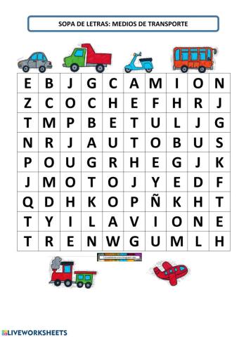 Sopa de letras vehiculos