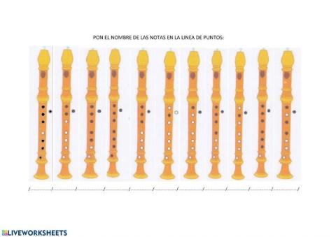 PONER EL NOMBRE DE LAS NOTAS QUE TOCAN LAS FLAUTAS 5º Y 6º