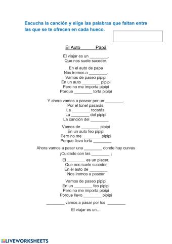 Canción: El auto de papa