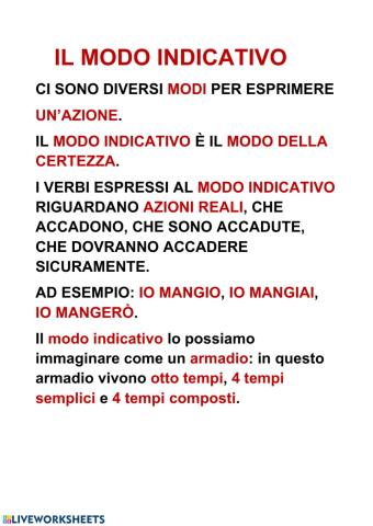 Il modo indicativo