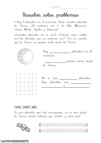 Problemas matemáticas planetas