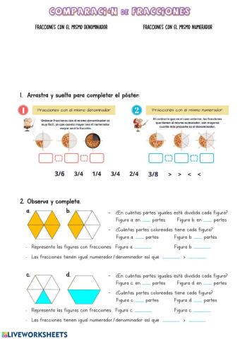 Comparación de fracciones.