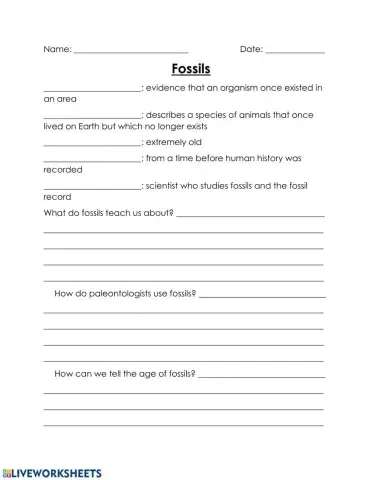 Fossils Intro Short Answers