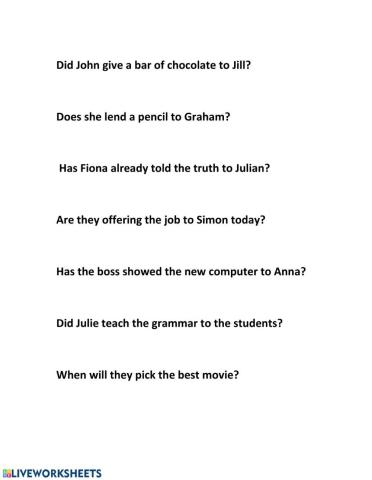 Passive Voice Questions