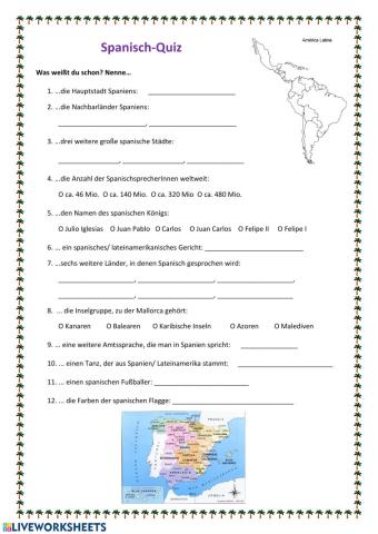 Spanien und Lateinamerika Quiz
