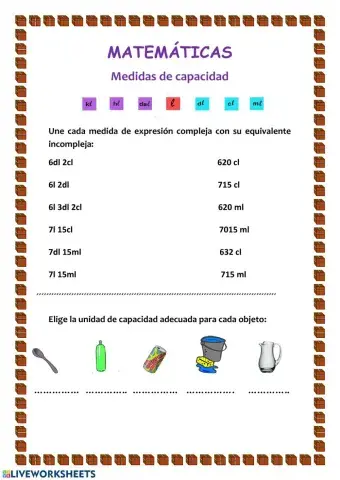 Medidas de capacidad 4º primaria
