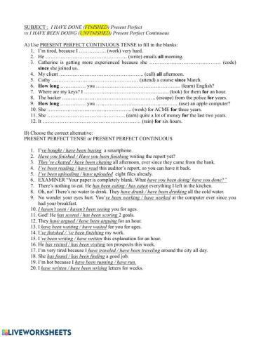 Present Perfect Simple & Continuous 00