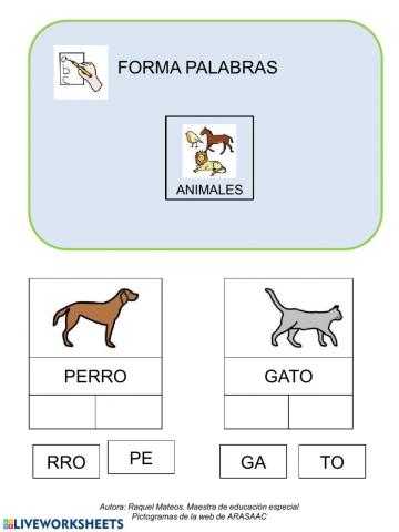Forma palabras con sílabas- animales