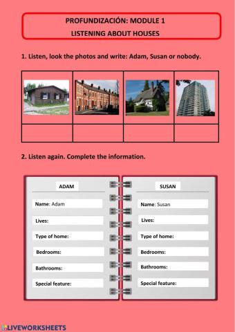 Listening Types of homes